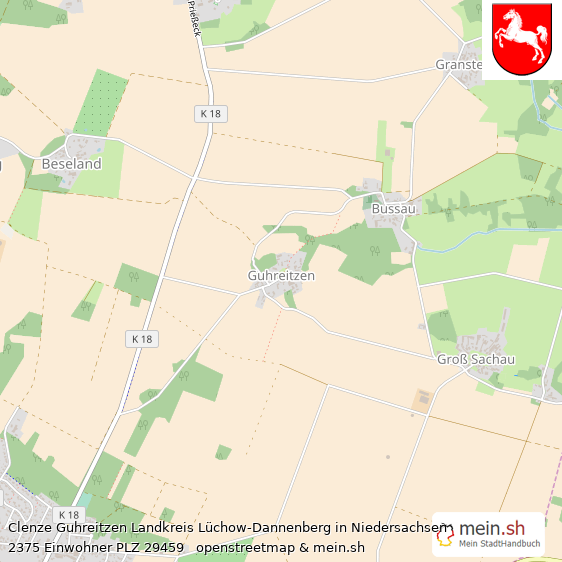 Clenze Guhreitzen  Lageplan
